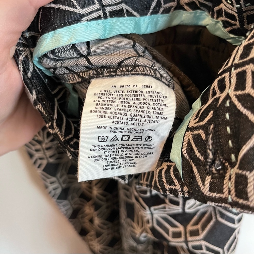 Anthropologie Cartonnier Black Geometric Print Charlie Ankle Trouser Pants 10 - Picture 7 of 7
